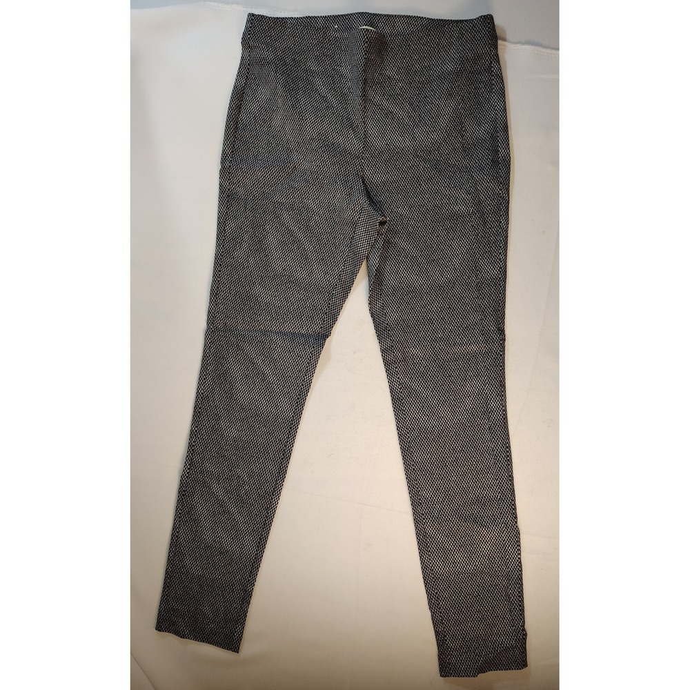 MICHAEL KORS Black White Diamond Lattice Print Stretch Pull On Skinny Leggings L